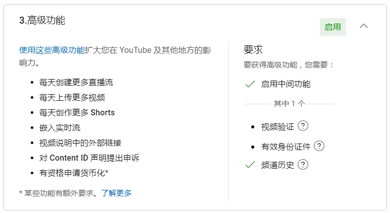 YouTube高级功能启用 YouTube视频简介说明中的外部链接